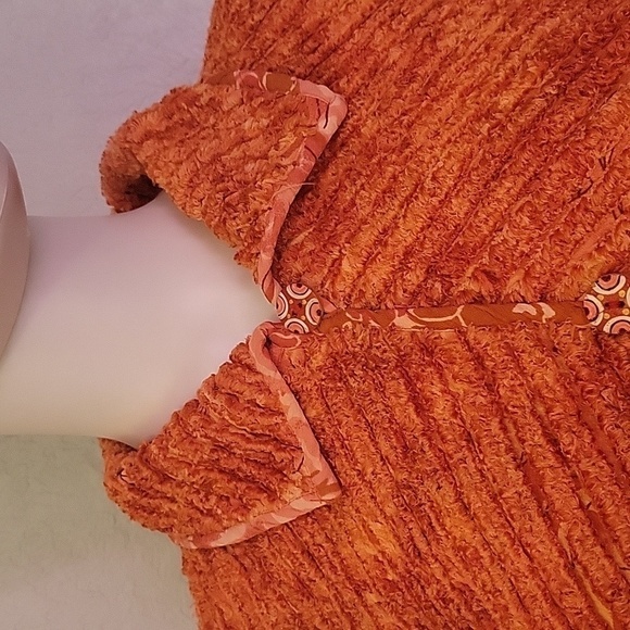 Vtg CASUAL STUDIO Orange Terrycloth Button Down Blazer Shacket - Picture 4 of 8